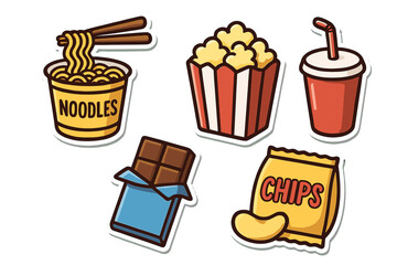 Fast food snack icons vector illustration for menu design