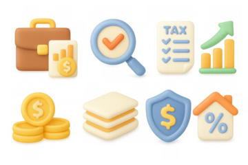 3d business and finance icons for modern presentations