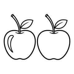 Two fresh apples simple outline fruit drawing graphic element for design silhouette