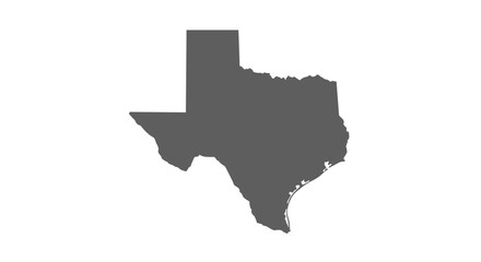 Solid gray silhouette map of texas on white background