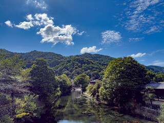 ええ天気の嵐山の風景