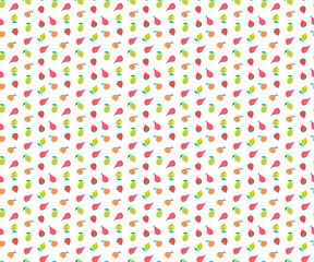 Colorful Seamless Fruit Pattern with Strawberry Lemon Pear and Orange Vector Illustration