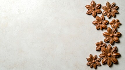 Decorative Wooden Flowers on a Light Background for Creative Home Decor Ideas