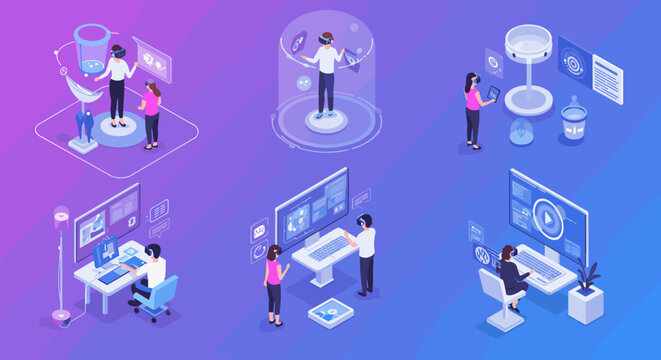 Isometric virtual reality concepts in modern workplace settings