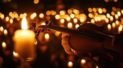 Violin played amidst candlelight vigil