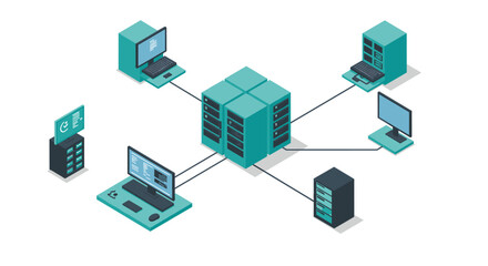 Isometric network of connected computers and servers in data center