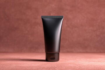 Matte Black Skincare Cream Tube on Warm Background for Beauty Products
