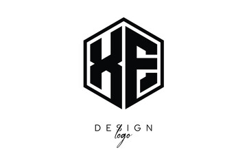 XE Polygon Monogram Logo – Modern Hexagon Shield Emblem for Creative Branding & Identity Design