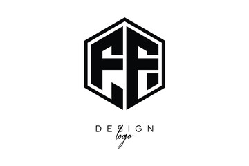 FF Polygon Monogram Logo – Modern Hexagon Shield Emblem for Creative Branding & Identity Design