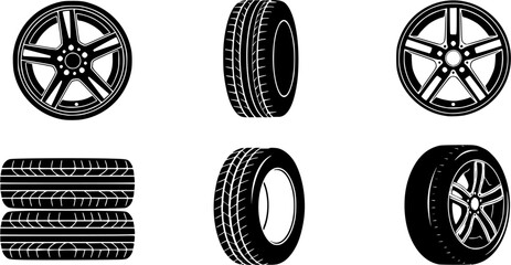 Car wheel , Car wheel silhouette, Car tire  Wheel silhouette, Car tire silhouette, Tire  Tire silhouette, Tires clipart, Wheel vector