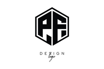 PF Polygon Monogram Logo – Modern Hexagon Shield Emblem for Creative Branding & Identity Design