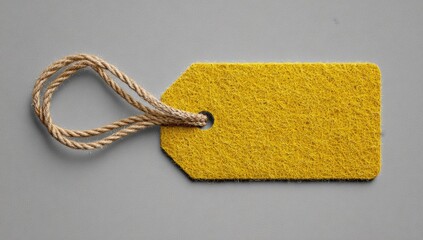 Yellow tag with jute string