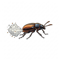 Humorous cartoon beetle with dust trail adds quirky charm to your creative project for playful designs