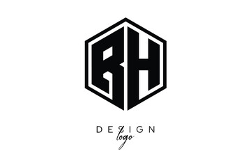 RH Polygon Monogram Logo – Modern Hexagon Shield Emblem for Creative Branding & Identity Design