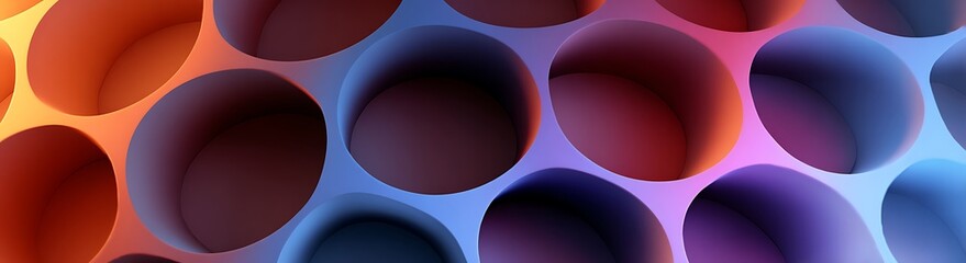 Abstract colorful banner with 3D glowing round cell pattern