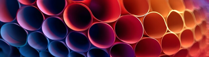 Colorful abstract banner with glowing 3D tube pattern background