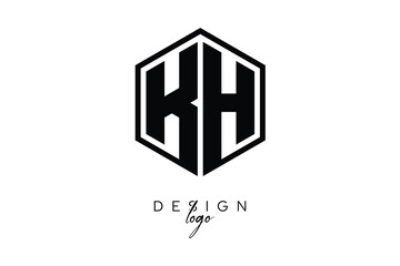 KH Polygon Monogram Logo – Modern Hexagon Shield Emblem for Creative Branding & Identity Design