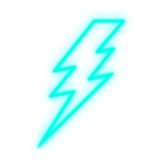 lightning bolt neon sign isolated on transparent background
