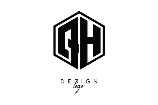 QH Polygon Monogram Logo &ndash; Modern Hexagon Shield Emblem for Creative Branding & Identity Design