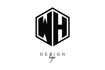 WH Polygon Monogram Logo – Modern Hexagon Shield Emblem for Creative Branding & Identity Design