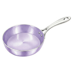 A Watercolor Illustration Of A Light Purple Frying Pan With A Silver Handle On A Transparent Background Isolate