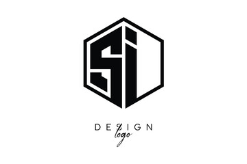 SI Polygon Monogram Logo – Modern Hexagon Shield Emblem for Creative Branding & Identity Design