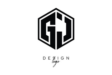 GJ Polygon Monogram Logo – Modern Hexagon Shield Emblem for Creative Branding & Identity Design