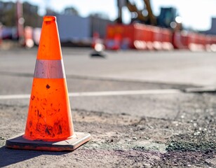 Road Construction Safety Cone A Close-Up View