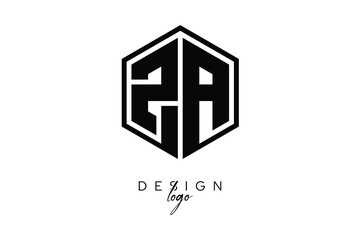 ZA Polygon Monogram Logo – Modern Hexagon Shield Emblem for Creative Branding & Identity Design