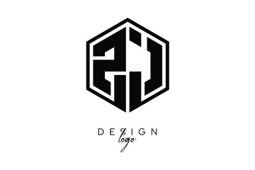 ZJ Polygon Monogram Logo – Modern Hexagon Shield Emblem for Creative Branding & Identity Design