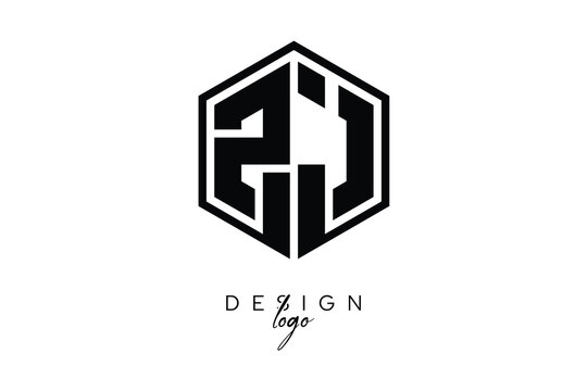 ZJ Polygon Monogram Logo &ndash; Modern Hexagon Shield Emblem for Creative Branding & Identity Design