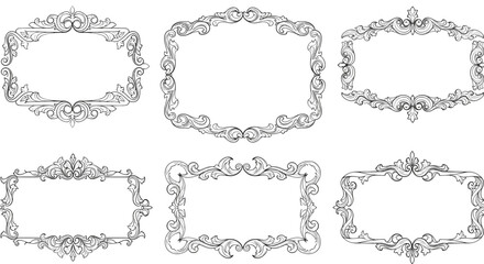 Fototapeta premium Elegant ornate frames collection with intricate floral designs