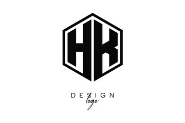 HK Polygon Monogram Logo – Modern Hexagon Shield Emblem for Creative Branding & Identity Design