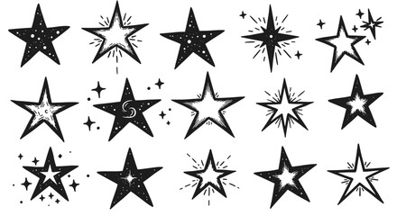 Fototapeta premium Retro star designs: a collection of vintage cosmic icons