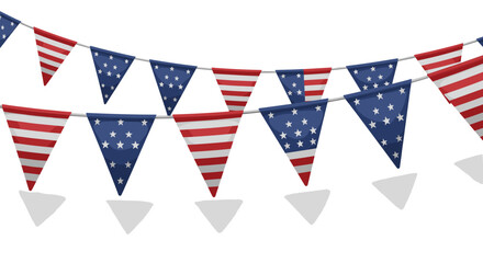 Fototapeta premium Festive american flag bunting with stars and stripes for celebrations