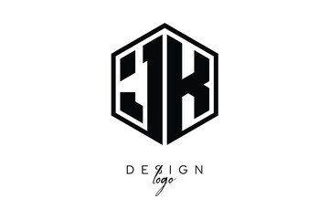 JK Polygon Monogram Logo – Modern Hexagon Shield Emblem for Creative Branding & Identity Design