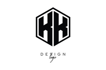 KK Polygon Monogram Logo – Modern Hexagon Shield Emblem for Creative Branding & Identity Design