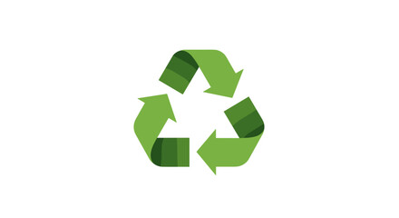 Eco-friendly green recycling symbol with three interlaced arrows