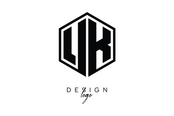 VK Polygon Monogram Logo – Modern Hexagon Shield Emblem for Creative Branding & Identity Design