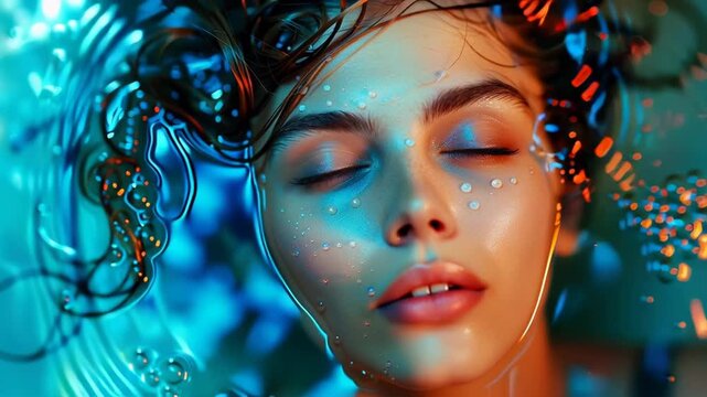 Woman Gently Floating in Water.