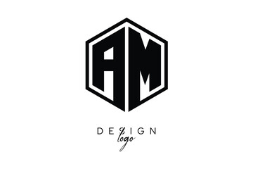 AM Polygon Monogram Logo – Modern Hexagon Shield Emblem for Creative Branding & Identity Design