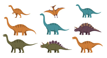 Colorful dinosaur collection featuring cute and simple cartoon designs