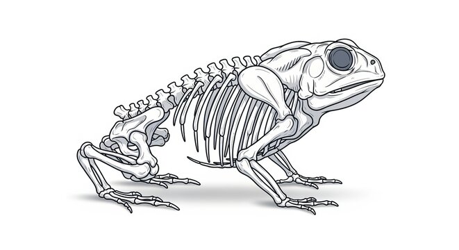 Frog Skeleton Illustration: A detailed illustration of a frog's skeletal structure, providing a clear view of its anatomy.