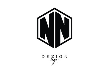 NN Polygon Monogram Logo – Modern Hexagon Shield Emblem for Creative Branding & Identity Design