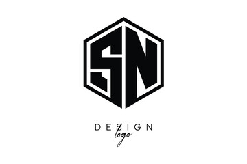 SN Polygon Monogram Logo – Modern Hexagon Shield Emblem for Creative Branding & Identity Design