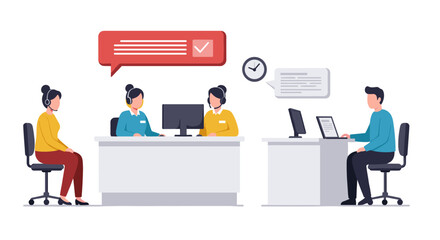 Customer support team collaborating in a modern office environment