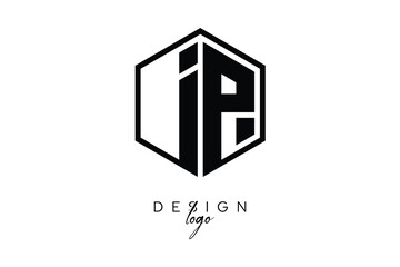 IP Polygon Monogram Logo – Modern Hexagon Shield Emblem for Creative Branding & Identity Design