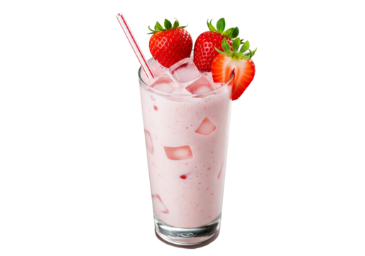 Lait frappé à la fraise avec glaçons