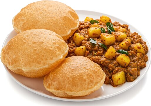 poori with aloo sabzi puffed deep fried bread