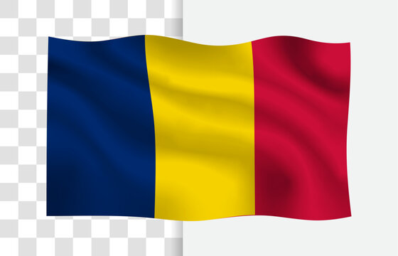 Waving Flag of Chad, Isolated Vector with a Clean Background